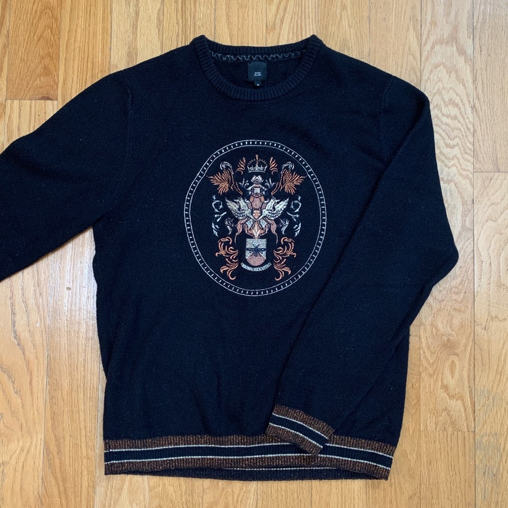 River Island Men’s Size M Sweater Black with Gold